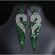 Platinum Plated Emerald | Sapphire | Ruby Earrings - Diamond Cut Original Swiss Cubic Zirconia